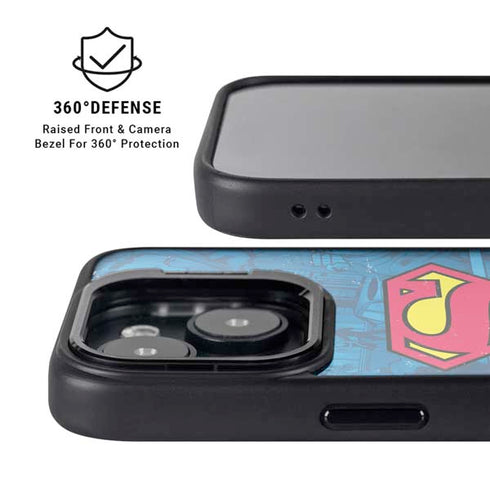 DC Comics Superman Logo Background Pattern iPhone 14 Kickstand Case